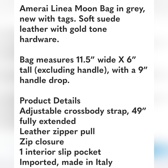 Amerai Crescent Moon Purse With Removable Shoulder Strap Gray Suede NWOT - Picture 8 of 8